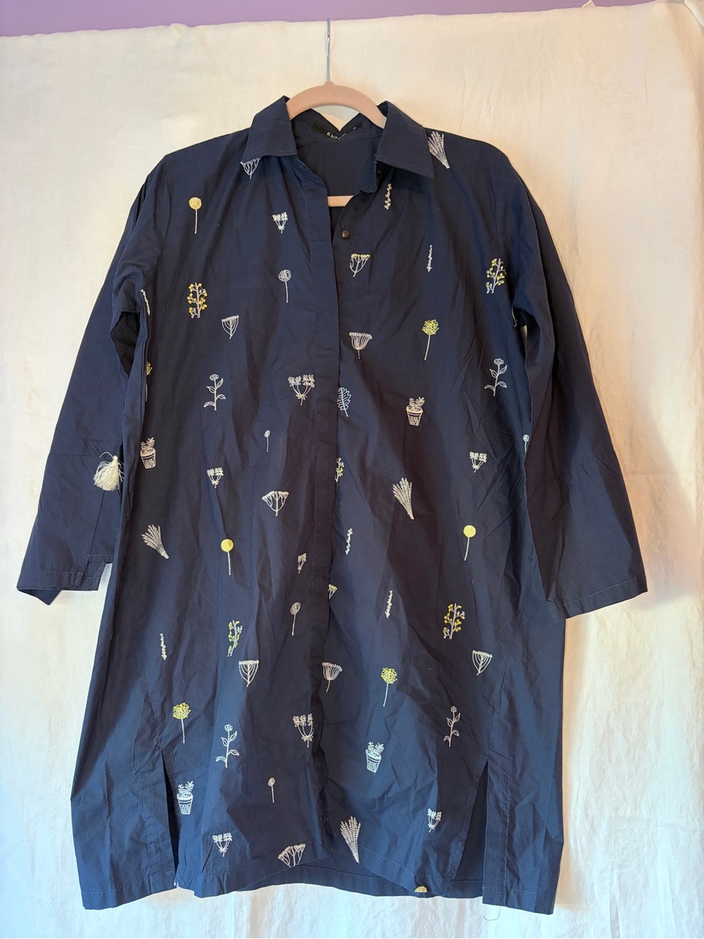 Women’s Navy Embroidered Shirt Dress